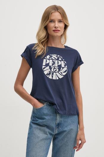 Bavlněné tričko Pepe Jeans ELVIA tmavomodrá barva, PL505881