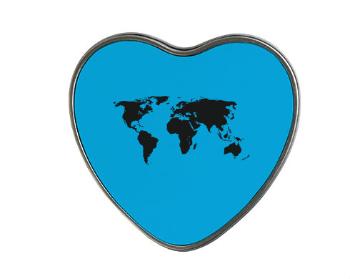 Plechová krabička srdce Mapa světa
