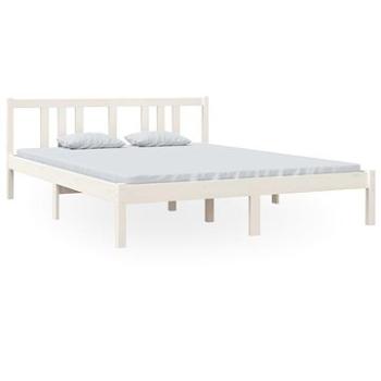 Rám postele bílý masivní dřevo 150 × 200 cm King Size, 814890 (814890)