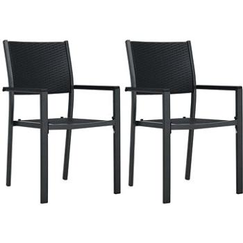 Zahradní židle 2 ks černé plast ratanový vzhled 47889 (47889)