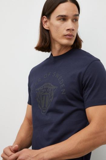 Bavlněné tričko Tiger Of Sweden tmavomodrá barva, s potiskem