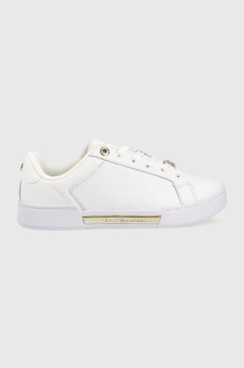 Kožené sneakers boty Tommy Hilfiger COURT SNEAKER WITH LACE HARDWARE bílá barva, FW0FW06908