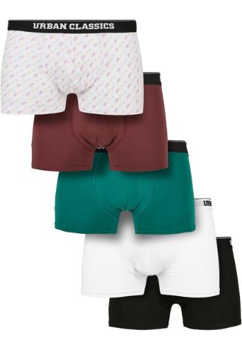 Urban Classics Organic Boxer Shorts 5-Pack scrpt clrfl+chry+trgrn+wht+blk - L
