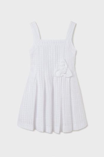 Dívčí šaty Mayoral bílá barva, mini, áčková