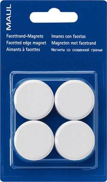 Maul MAULpro, 6177202 magnet, (Ø x v) 30 mm x 10 mm, kulatý, facetový okraj , bílá, 4 ks