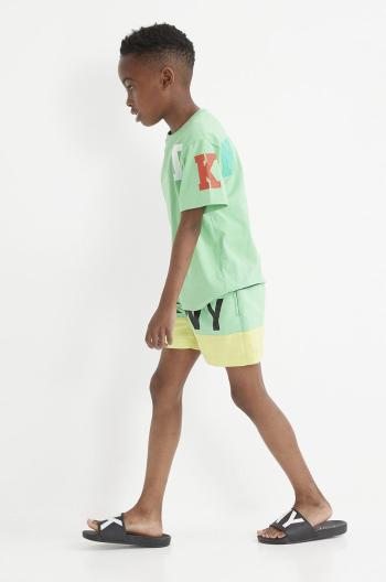 Dětské plavkové šortky Dkny zelená barva, nastavitelný pas
