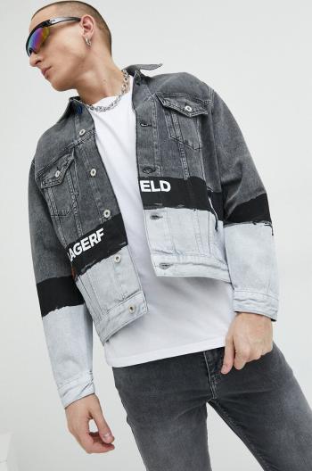 Džínová bunda Karl Lagerfeld Jeans pánská, šedá barva, přechodná, oversize