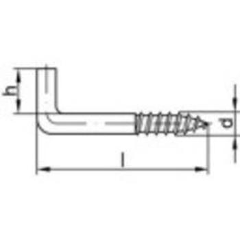 Rovné háky se závitem 25 mm TOOLCRAFT, N/A galvanicky pozinkovaná ocel, 100 ks