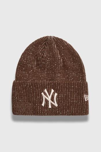 Čepice New Era hnědá barva, z husté pleteniny, NEW YORK YANKEES