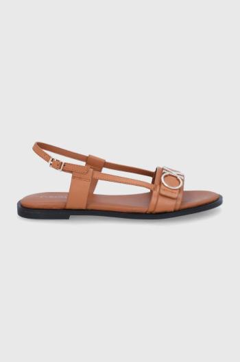Kožené sandály Calvin Klein dámské, hnědá barva