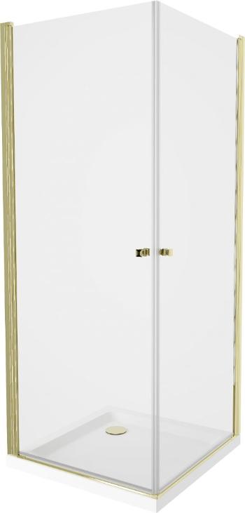 MEXEN/S PRETORIA duo sprchový kout 80 x 80 cm, transparent, zlatá + vanička včetně sifonu 852-080-080-50-02-4010G