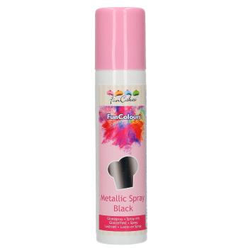 Funcakes Barva ve spreji Metallic Black - Lesklá černá 100 ml