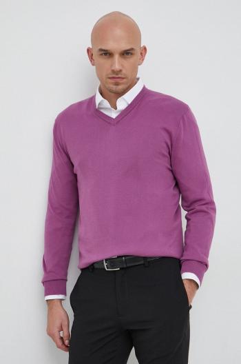 Bavlněný svetr United Colors of Benetton pánský, fialová barva, lehký