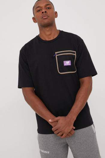Bavlněné tričko New Balance MT21510BK černá barva
