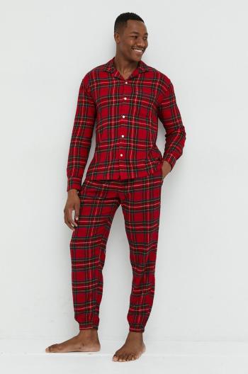 Pyžamové kalhoty Abercrombie & Fitch pánské, červená barva