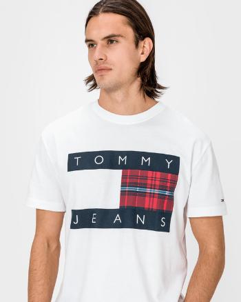 Tommy Jeans Plaid Centre Flag Triko Bílá
