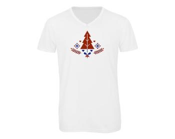Pánské triko s výstřihem do V minimalistický vánoční strom