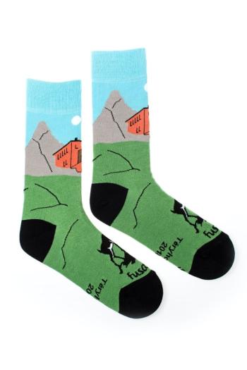 Vícebarevné ponožky Téryho chata s kamzíkem