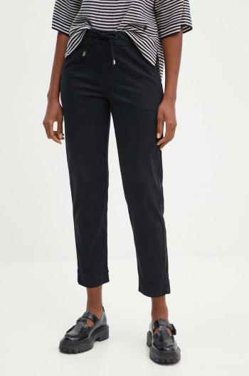 Kalhoty Max Mara Leisure dámské, černá barva, jednoduché, high waist, 2426136028600