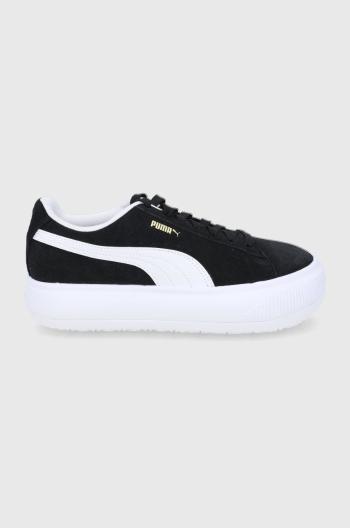 Boty Puma Suede Mayu 380686 černá barva, na plochém podpatku