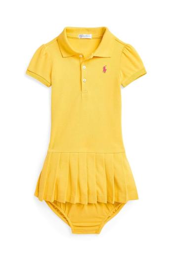 Dětské bavlněné šaty Polo Ralph Lauren žlutá barva, mini