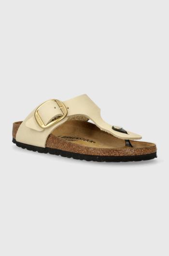 Nubukové žabky Birkenstock Gizeh béžová barva, na plochém podpatku, 1026605