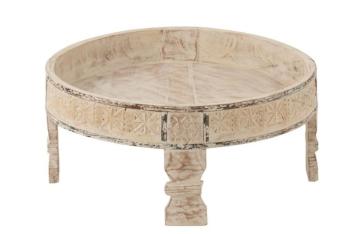 Vintage podnos / stolek na nožkách z recyklovaného dřeva - Ø 62*28 cm 1681