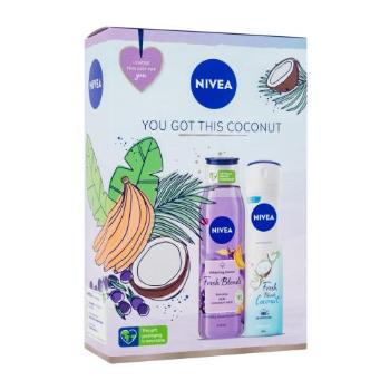Nivea You Got This Coconut dárková kazeta sprchový gel Fresh Blends Banana, Acai, Coconut Milk 300 ml + antiperspirant Fresh Blends Coconut 150 ml W