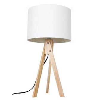 Kondela Stolní lampa, bílá / přírodní dřevo, LILA TYP 1