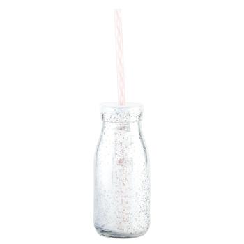 Stříbrná skleněná láhev na brčko - Ø 6*14 cm / 0,2 L 6GL1883