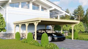 Dřevěný přístřešek / carport CLASSIC 2A s plechy Lanitplast