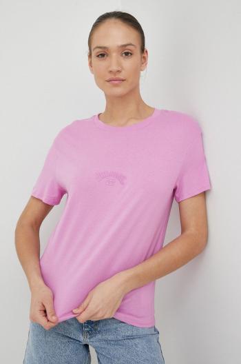 Bavlněné tričko Billabong růžová barva