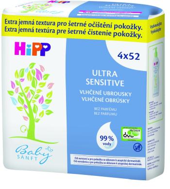 HiPP Babysanft Čistící vlhčené ubrousky Ultra sensitive 4 x 52 ks
