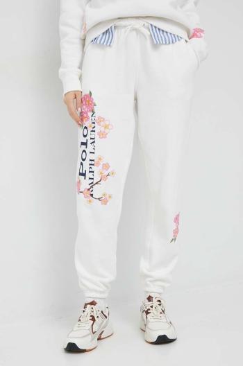 Tepláky Polo Ralph Lauren dámské, bílá barva, s aplikací