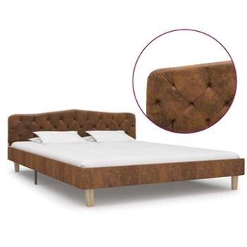 Rám postele hnědý umělá broušená kůže 160x200 cm (284940)