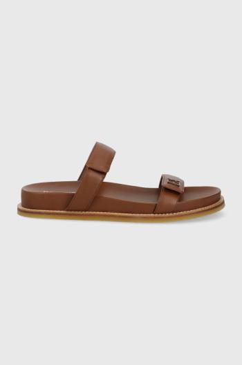 Kožené sandály Emporio Armani dámské, hnědá barva