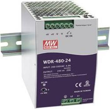 Síťový zdroj na DIN lištu Mean Well WDR-480-24, 1 x, 24 V/DC, 20 A, 480 W