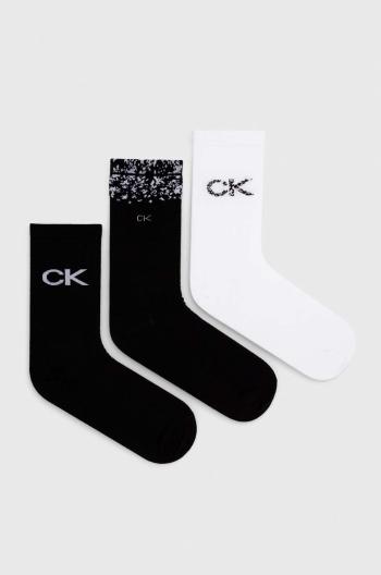Ponožky Calvin Klein 3-pack dámské, černá barva