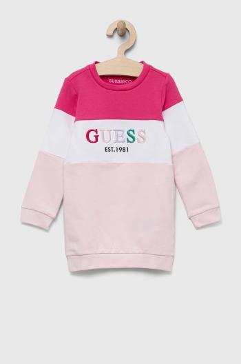 Dívčí šaty Guess růžová barva, mini