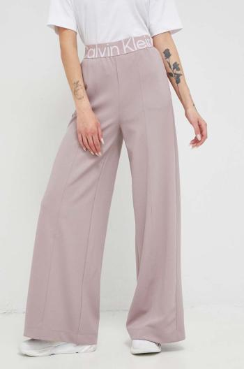 Tréninkové kalhoty Calvin Klein Performance Effect růžová barva, široké, high waist