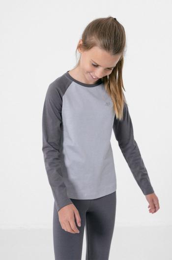Dětské bavlněné tričko 4F šedá barva