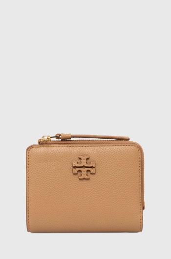 Kožená peněženka Tory Burch McGraw Bi-Fold hnědá barva, 158904.227