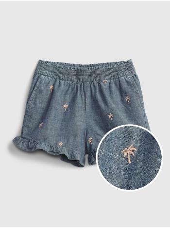 Modré holčičí dětské kraťasy chambray ruffle pull-on shorts