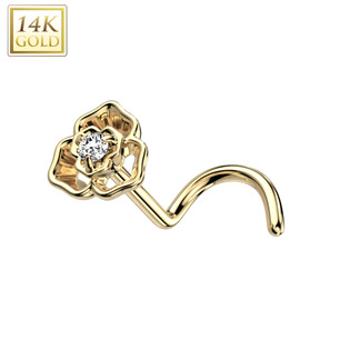 Šperky4U Zlatý piercing do nosu - kytička, Au 585/1000 - ZL01241-YG