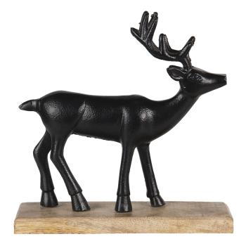 Hnědá soška jelena na dřevěném podstavci M - 20*8*22 cm 6AL0055