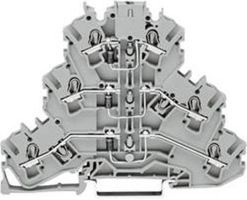 Trojřadá svorkovnice diodová Wago 2002-3212/1000-673, s 1 diodou, pružinová, 5,2 mm, šedá