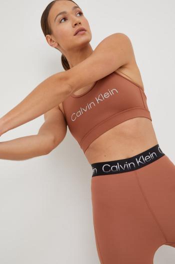 Sportovní podprsenka Calvin Klein Performance Ck Essentials hnědá barva