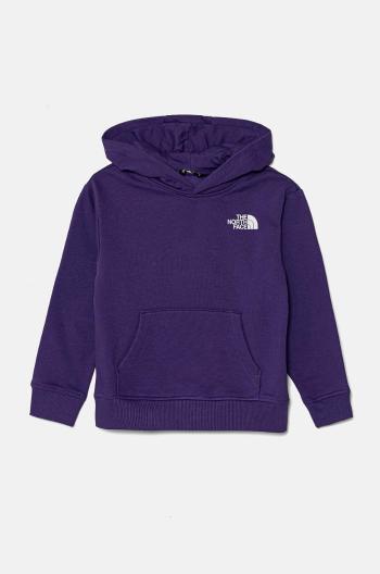 Dětská mikina The North Face VERTICAL GRAPHIC OVERSIZED HOODIE fialová barva, s kapucí, s potiskem, NF0A89HDNL41