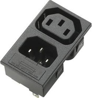 IEC zástrčka C13/C14 TRU COMPONENTS C13, zásuvka, vestavná vertikální, zástrčka, vestavná rovná, počet kontaktů: 2 + PE, 10 A, 250 V, černá, 1 ks