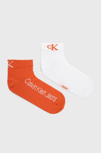Ponožky Calvin Klein pánské, oranžová barva